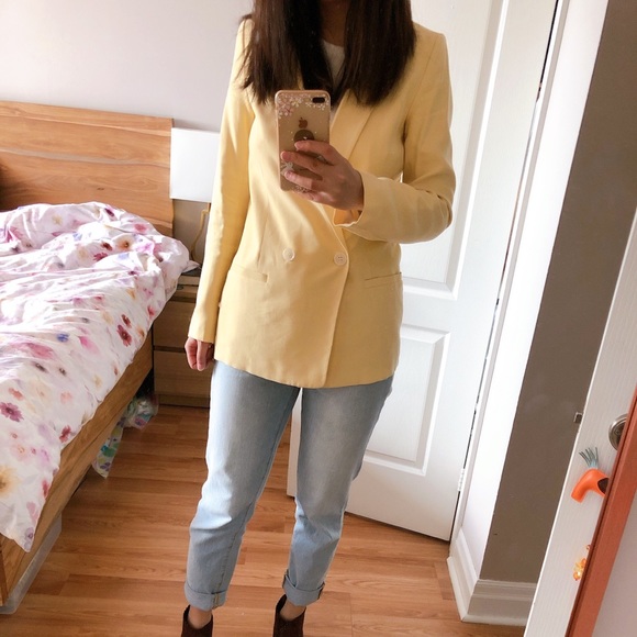 H&M flowy blazer in soft yellow - Picture 7 of 7